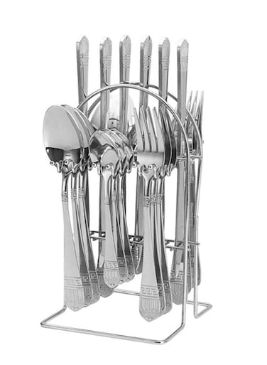 24 Piece Stainless Steel Western Cutlery Set with Knife Fork and Spoon in Hanger Box