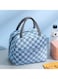 Small Insulated Waterproof Lunch Bag Thermal Reusable Lunch bag For Office Work School College Travel Picnic Small Cooler Tote Bag for Men Women Boys Girls Indoor Outdoor 23 20 14CM Checkered Blue
