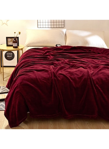 Premium Quality Long Lasting Super Soft Easy Care Foldable Light Weight Washable Fluffier King Size Bed Blanket Microfiber Maroon 200x220cm