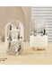 Milky white 360&deg; rotating storage box, high-end, large-capacity makeup brush dust-proof storage box, desk desk storage pen holder
