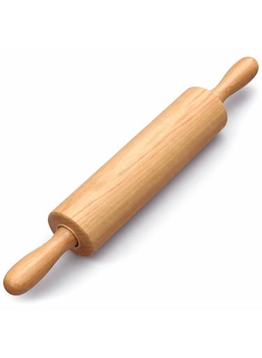 Wooden Rolling Pin for Baking with Handles &acirc;&euro;&ldquo; Non-Stick Dough Roller for Pizza, Bread, Cookies, Fondant &amp; Tortilla, Durable Kitchen Rolling Pin for Pastry, Pasta, Pie Crust &amp; Chapati Dough