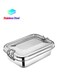 3-Pieces Rectangle Stainless Steel Lunch Box Silver 14cm