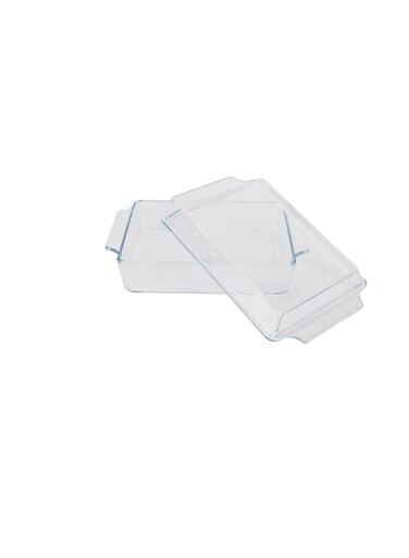 2.0 L Glass Baking Dish with Lid-RF12205/ Rectangle Tray Perfect for Baking and Serving/ Casserole with Easy Grab Handles/ Oven, Dishwasher and Freezer Safe Clear