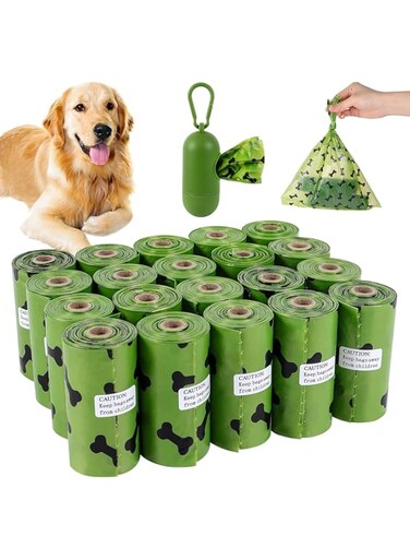 SKY-TOUCH 60Rolls-900pcs Dog Poop Bags Pet Dog Supplies for Dogs include 1pcs Green Adjustable Dispenser，Extra Thick and Strong, 100% Leak Proof, Biodegradable Waste Bag