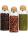 Glass Jar with Ball Cork Lid, Glass Canister with Wood Lid, Storage Container Jars for Coffee, Tea, Spice, Sugar, Salt, Set of 3 (3 PC, 800ml)