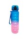 1L Motivational Tritan Water Bottle For Sports, Schools, Gym, Office, School Leak Proof BPA Free (Blue + Pink)