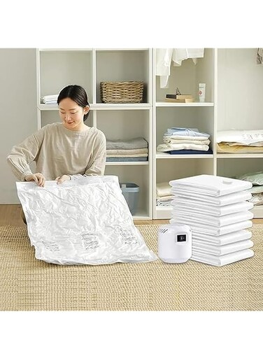 Vacuum Storage Bags with Electric Pump,Space Saver Sealer Compression Bags for Comforter and Blankets,Jumbo Vacuum Seal Bags for Clothing,Bedding,Blankets,Comforters,Pillows (3L（not include Pump）)
