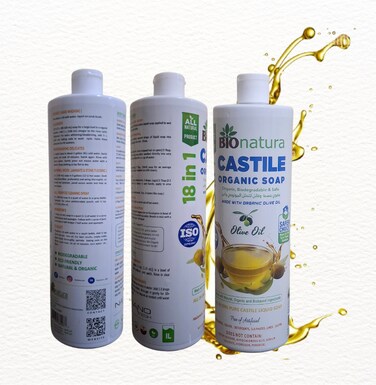 Bionatura pure Castile liquid soap, olive oil soap, 18 in 1 Magic soap, perfect for all kind of skins