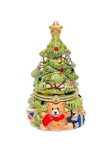 CHAOKEELRA Exquisite little bear Christmas tree style ceramic candle aromatherapy box and gift box, which is suitable for giving as a gift. (green Christmas tree)