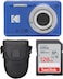 Photo4Less Kodak PIXPRO FZ55 Digital Camera (Blue) + Point &amp; Shoot Camera Case + Sandisk 128GB SDXC Memory Card