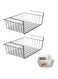 Metal Under Shelf Hanging Storage Bin Basket - Large Pack of 2 (Black) (Black)
