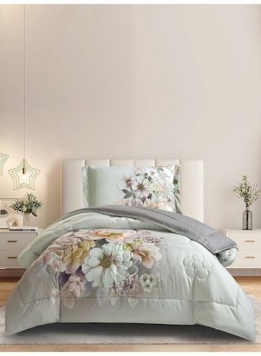 Bedding Comforter Set, twin Size 170x230 cm - 2-Pcs Digital Print Quilted Bed Set, Microfiber Fabric - 1 Comforter, 1 Pillow Shams.