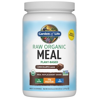 Garden Of Life Raw Organic Plant Based Meal Replacement Protein Powder, Chocolate, 2 LB