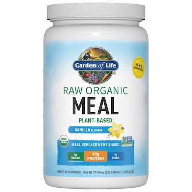Garden Of Life Raw Organic Plant Based Meal Replacement Protein Powder, Vanilla, 2 LB