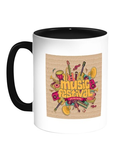 Musical Instruments Printed Coffee Mug White/Black