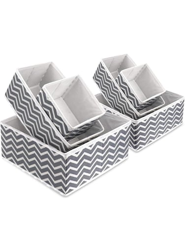 Fabric Storage Boxes 6 Packs Wardrobe Organizer Closet Organisers Container Baskets Cubes Foldable Drawer Dividers for Clothes Socks Toys Underwear- Fits Home, Bedroom, Living Room