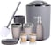 Bathroom Accessories Set of 8 Pieces Bathroom Accessory Set Soap Dispenser Toothbrush Holder Tooth Mug Soap Dish Toilet Brush Rubbish for Bathroom Home Decor (Grey