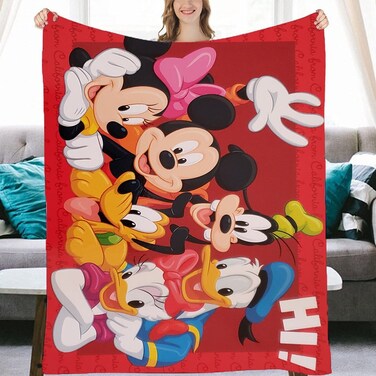 Digital Printing Soft Plush Blanket Mickey Mouse Cartoon Small Blanket Air Conditioning Blanket Sofa Blanket