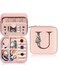 GDTOMEEU Birthday Personalized Gifts for Women Friend Sister, Small Travel Jewelry Case Jewelry Box Jewelry Organizer, Ring Necklace Earring Jewelry Holder Organizer Box with Mirror Letter (U)