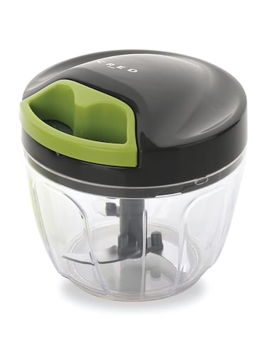 CRED Quick Pull Chopper and Food Processor with Storage Lid and Non slip Base, 3 Stainless Steel Blades for Mincing, Chopping and Pureeing, 650 ml, Green, CRD-QC650G, Cred Food Chopper