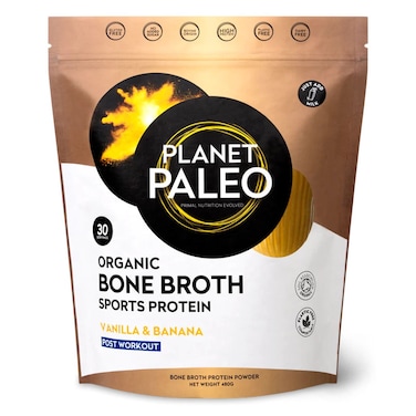 Planet Paleo Organic Bone Broth Post Workout Sports Protein Powder, Vanilla &amp; Banana Flavor 480g