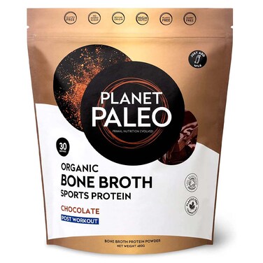 Planet Paleo Organic Bone Broth Post Workout Sports Protein Powder, Chocolate Flavor 480g