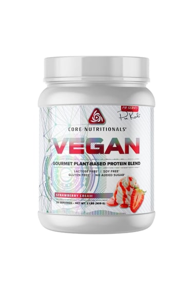 Vegan Premium Plant-Based Protein Powder, Pea + Brown Rice Blend with Vegan BCAAs &amp; Digestive Enzymes, Dairy-Free &amp; Gluten-Free, Muscle Recovery &amp; Daily Nutrition - Strawberry (2lbs)