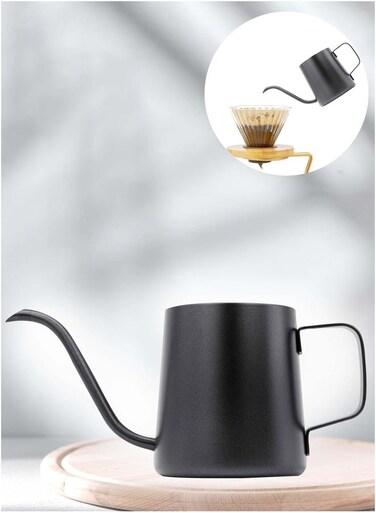 Long Narrow Spout Stainless Pour Coffee Pot Gooseneck Kettle Black 350ML Maker for Office Home Brewing Drip And Tea Camping and Traveling