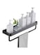 Aokraty Bathroom Shelf with Towel Bar, Wall Mounted Shower Storage Organizer Holder Rack, Floating Shower Shelf for Bathroom,Kitchen,Toilet (Black) (40CM)