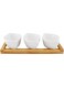 Shallow Porcelain Serving Bowl with Bamboo Pedestal, White/Brown, Dd3232, 3 Pieces