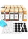 IT HOME 12 Glass Square Spice Jars With Bamboo Lid, Labels Stickers, Funnel, 1 Pen, 4 oz, Spice Container Set, Seasoning Airtight Storage Bottles For Herbs &amp; Spices, Kitchen Cabinet &amp; Drawer