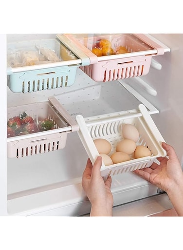 DXP-shop Fridge Drawer Organizer Retractable Refrigerator Storage Box   Refrigerator Fruit &amp; Vegetable Tray   Universal Additional Compartments   Keep Fridge Tidy Shelf Holder Food Container Baskets