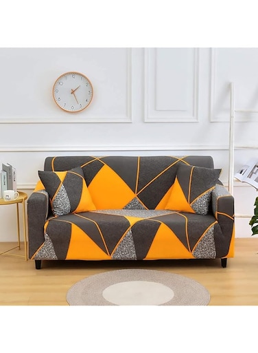 Sulfar 1 Seater Cotton Stretch Sofa Slipcover Fashion Geometric Style All-inclusive Stretch Universal Sofa Cover Slipcover Washable Anti-Skid Stretch Soft Couch Cover For Living Room Bed Room