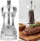 Premium Clear Acrylic Pepper Grinder &ndash; Adjustable Coarseness Manual Salt &amp; Pepper Mill with Stainless Steel Mechanism &ndash; Refillable Kitchen Spice Grinder