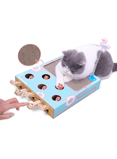 NeoStyle 3 in 1 Cat Scratcher Toy Interactive,Corrugated Cardboard Cat Scratcher,Cat Games for Indoor Cats,Cat Enrichment Toys for Indoor Cats,Cat Whack a Mole Toy,Cat Laptop Toy