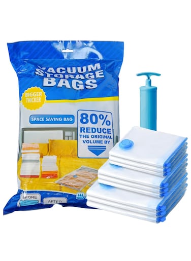 9-Pack of Vacuum Storage Bags with Travel Hand Pump, Space Saver Bags, Vacuum Sealer Compression Bags for Comforters, Blankets, Clothes