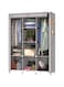 MY ARMOR 3-Door Foldable Wardrobe for Clothes, Mutifunctional Storage Rack Cabinet Fabric Almirah, Collapsible Wardrobe Organizer Cupboard, Grey, 8 Shelfes &amp; 2 Hanger Cabinet Design