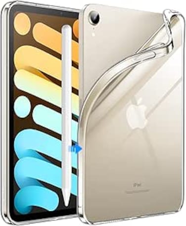 MobiStore Case for iPad Mini 6 (8.3-Inch 2021 Model), Soft TPU Transparent Slim Shockproof Tablet Cover, Support Pencil 2nd Charging (Clear)