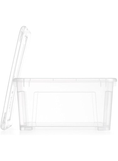 Samla Storage Box 22 Litres with Lid - Stackable Transparent Box with 39 x 28 x 28 cm - Plastic