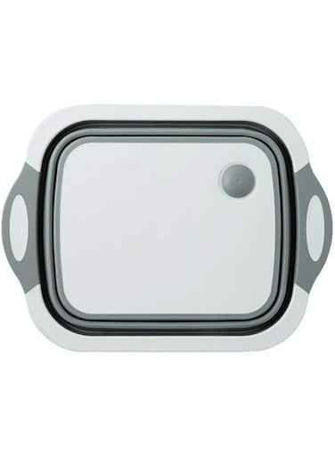 sunnyroom Folding Cutting Board With Basket   Collapsible Dish Tub with Draining Plug   Colander Fruits Vegetables Wash and Drain Sink Storage Basket