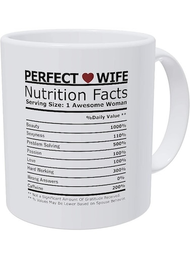 Your Wall Funny Mug "Perfect Wife Nutritional Facts"   Perfect Gifting by Spoil Your Wall   11oz White