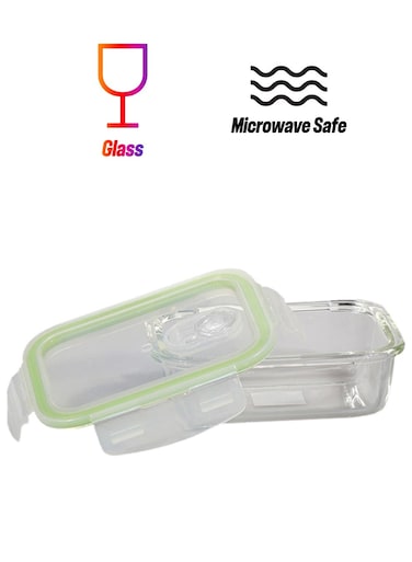 Borosilicate Rectangular Airtight Glass Container Clear/Blue 0.6Liters