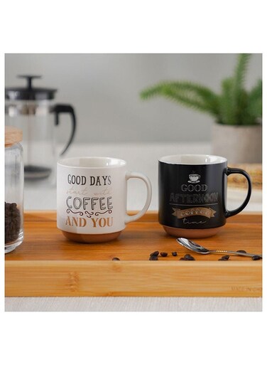 HOME Danube Essential 2 Piece New Bone China Mug Set Black 410Ml L 8.7 x W 5.9 x H 9.9 Cm