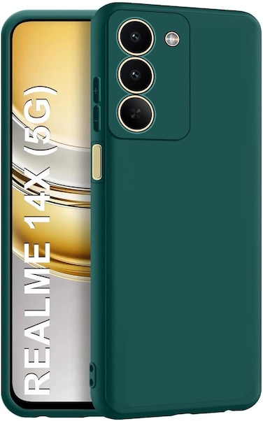 Case for Realme 14X Liquid Gel Rubber Bumper Case with Soft Microfiber Lining Cushion Slim Hard Shell Shockproof Protective Cover for Realme 14X 5G 2025 (Green)