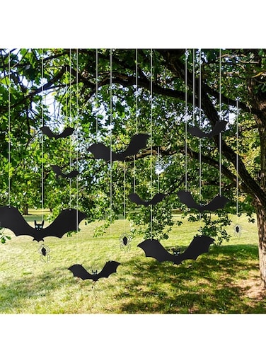 12 PCS Halloween Bats, Rubber Vampire Bats, Hanging Bat for Halloween Party, Haunted House Decoration