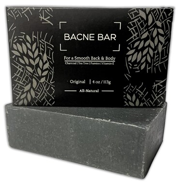 All Natural Body Acne Soap with Charcoal, Pumice, Tea Tree Oil &amp; Vitamin E to Get Rid of Bacne Fast, Back Acne Treatment as part of a Clear Skin Routine - BUY 2 GET ONE FREE (1)