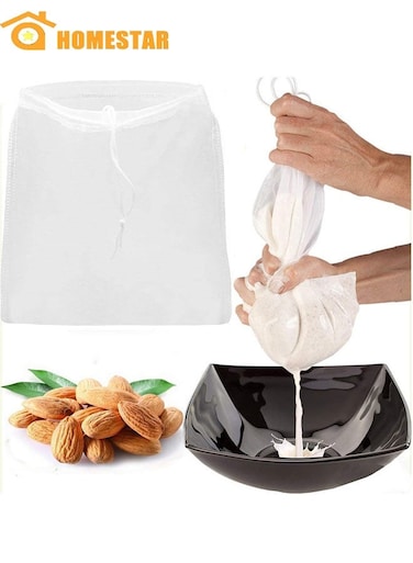 2 Pcs Nut Milk Bag, Reusable Almond Milk Bag, All Purpose Food Strainer, Fine Mesh Nylon Cheesecloth, Cold Brew Coffee Filter