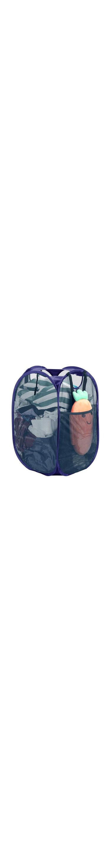 Tycom Pop Up Laundry Mesh Hamper Basket - Storage Solution - Compact Bin - Mesh Collapsible Bag - Laundry Hamper - Collapsible Laundry Basket (Blue Vertical)