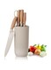 Tazweeq Kitchen Knife Set, Retrosohoo 6-Pieces Khaki Sharp Knife Set for Kitchen, Non-Stick Non-Slip Stainless Steel Chef's Knife Set with Universal Holder for Home Restaurants