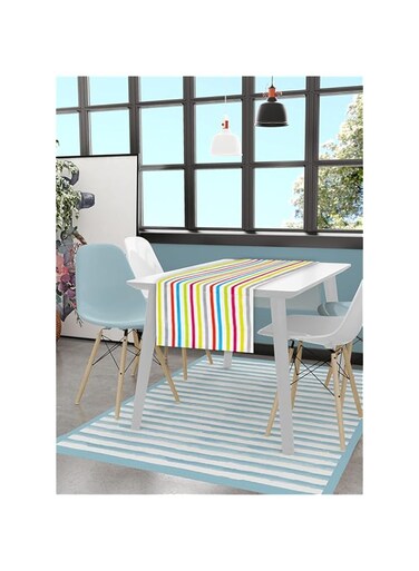 Home Town Striped Cotton Multicolour Table Runner,33X120Cm